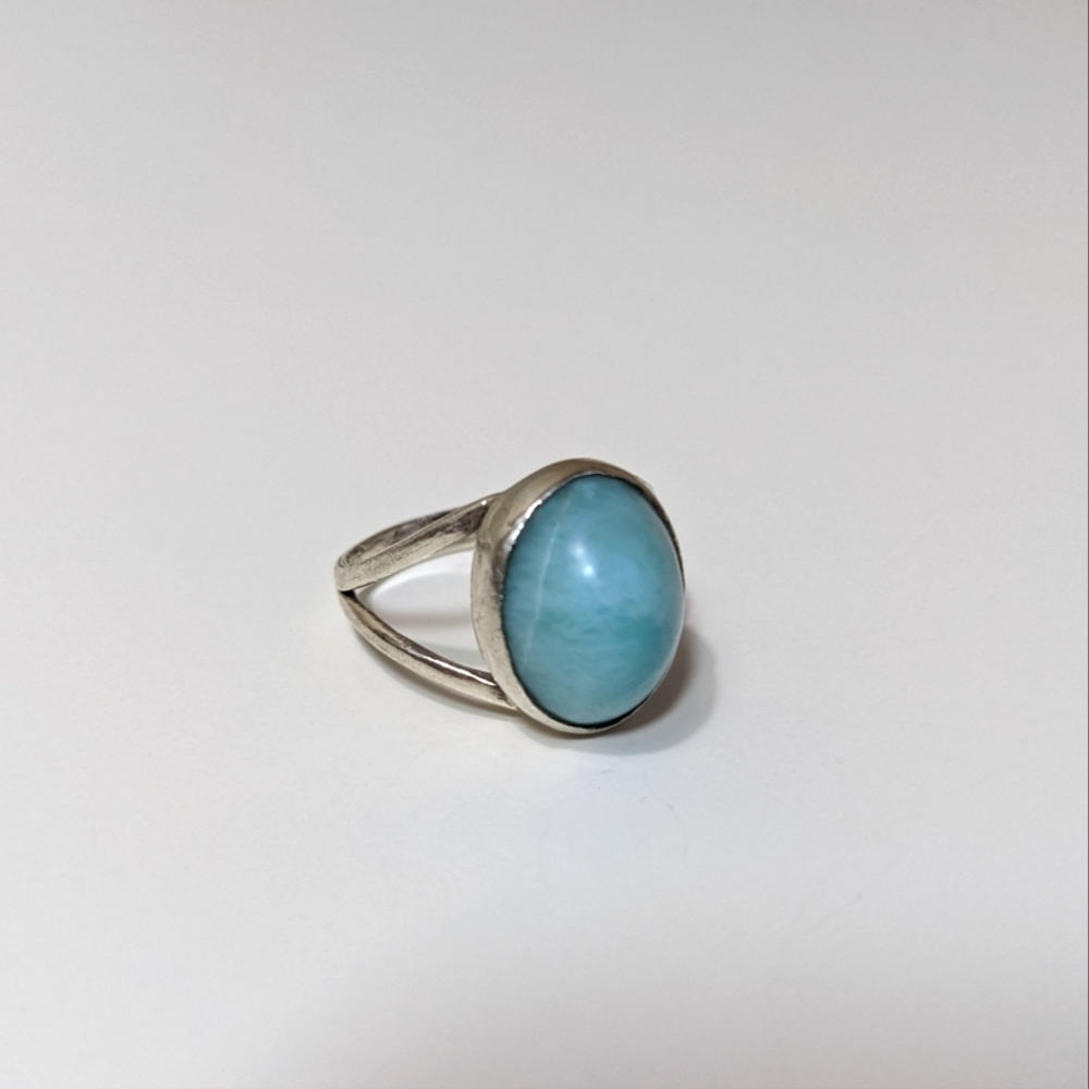 Larimar Silver Ring sz 3.5